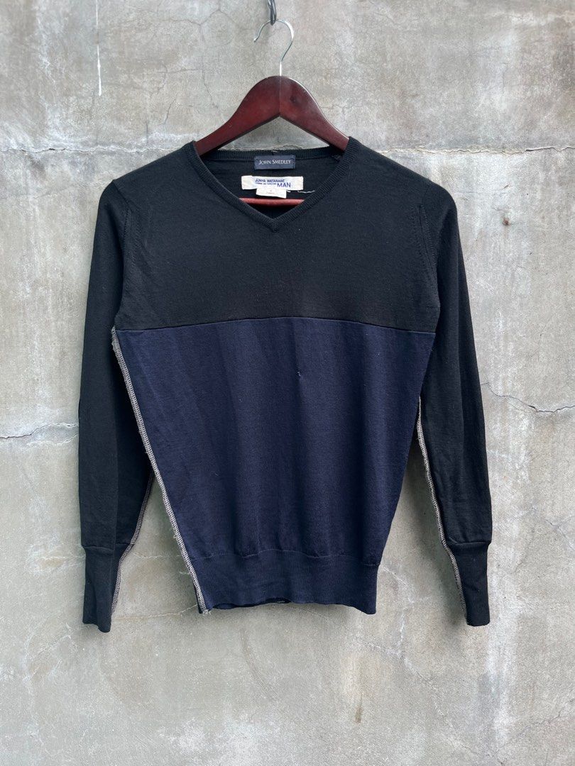 Junya Watanabe x John Smedley AW10 Reverse Overlock Wool Sweater (Category: Activewear) located in Baguio. Submitted by lordeidara (Listing ID 1356834911, Image 1). Description: 8/10 Signs of repair Color:Mix Material: Wool/Cotton Size on tag:S Fits: Length: 22.5 Width: 17 Sleeve Length: 22.5 Shoulder to shoulder: 13 Hem:10.5.