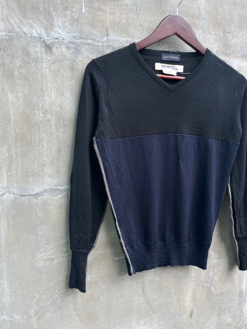 Junya Watanabe x John Smedley AW10 Reverse Overlock Wool Sweater (Category: Activewear) located in Baguio. Submitted by lordeidara (Listing ID 1356834911, Image 2). Description: 8/10 Signs of repair Color:Mix Material: Wool/Cotton Size on tag:S Fits: Length: 22.5 Width: 17 Sleeve Length: 22.5 Shoulder to shoulder: 13 Hem:10.5.