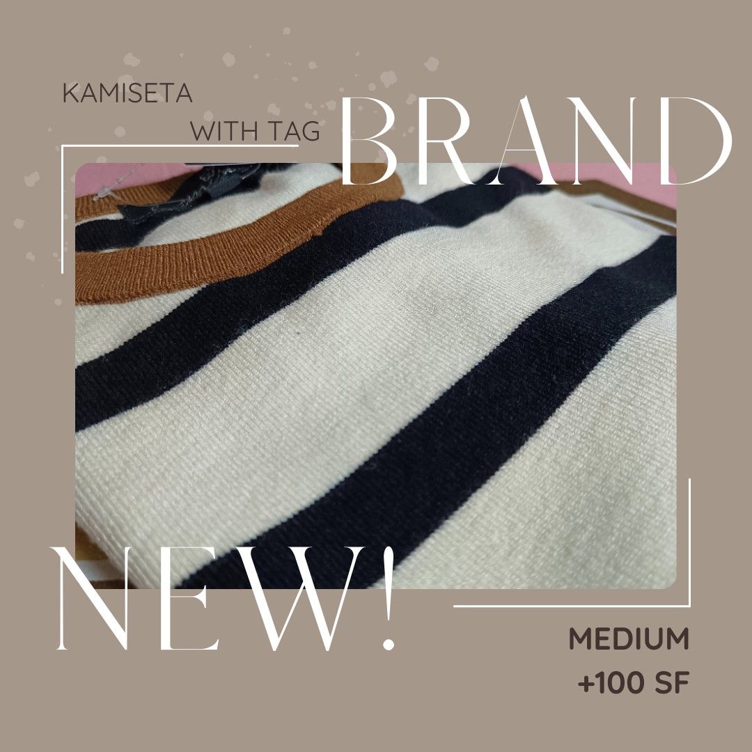 Kamiseta Blouse | Brand New (Category: Blouses) located in Manila. Submitted by azrael17 (Listing ID 1356808940, Image 2). Description: • Knitted White Stripes • WK SHAMYRRA • PM 2410037 LM.