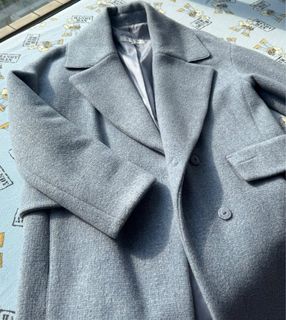 olive des olive 灰藍色羊毛大衣外套64211993260929110