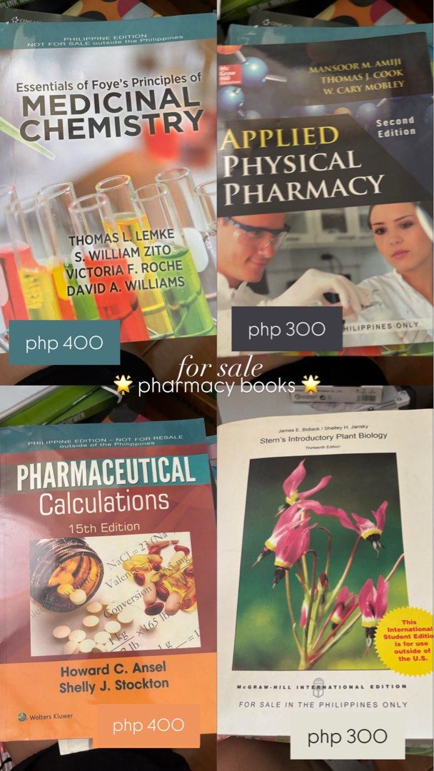 pharmacy books (Category: Textbooks) located in Quezon City. Submitted by _sushininja (Listing ID 1356886930, Image 2). Description: 💌 most of the books are brand new and never been used! 💌 message for inquiries .