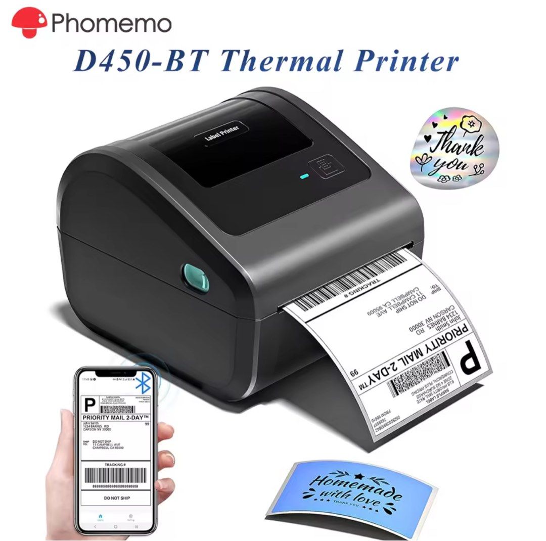 Phomemo D450BT Bluetooth Thermal Printer For A6 Waybill,Label Sticker (Category: Printers, Scanners & Copiers) located in Makati City. Submitted by apricooutdoors (Listing ID 1356875001, Image 1). Description: Brand new.