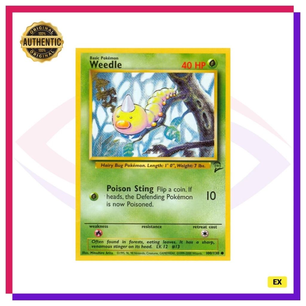 Pokemon TCG Weedle Base Set 2 100/130 EN, Hobbies & Toys, Toys & Games ...