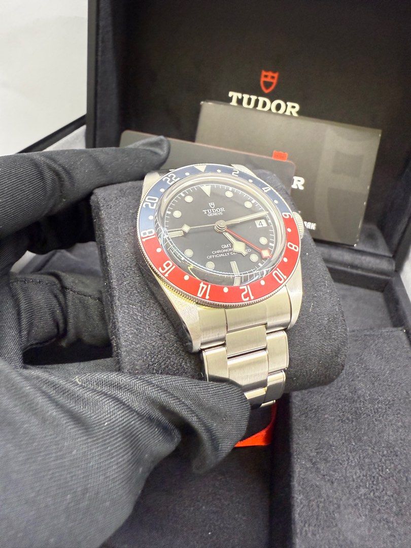 Tudor BLack Bay GMT (Category: Luxury Watches) located in Makati City. Submitted by itsyourwatches (Listing ID 1356871999, Image 1). Description: Tudor Black Bay GMT “Pepsi” Blue & Red Bezel BLack Dial Ref-79830RB Year 2023 With box & Warranty Card.