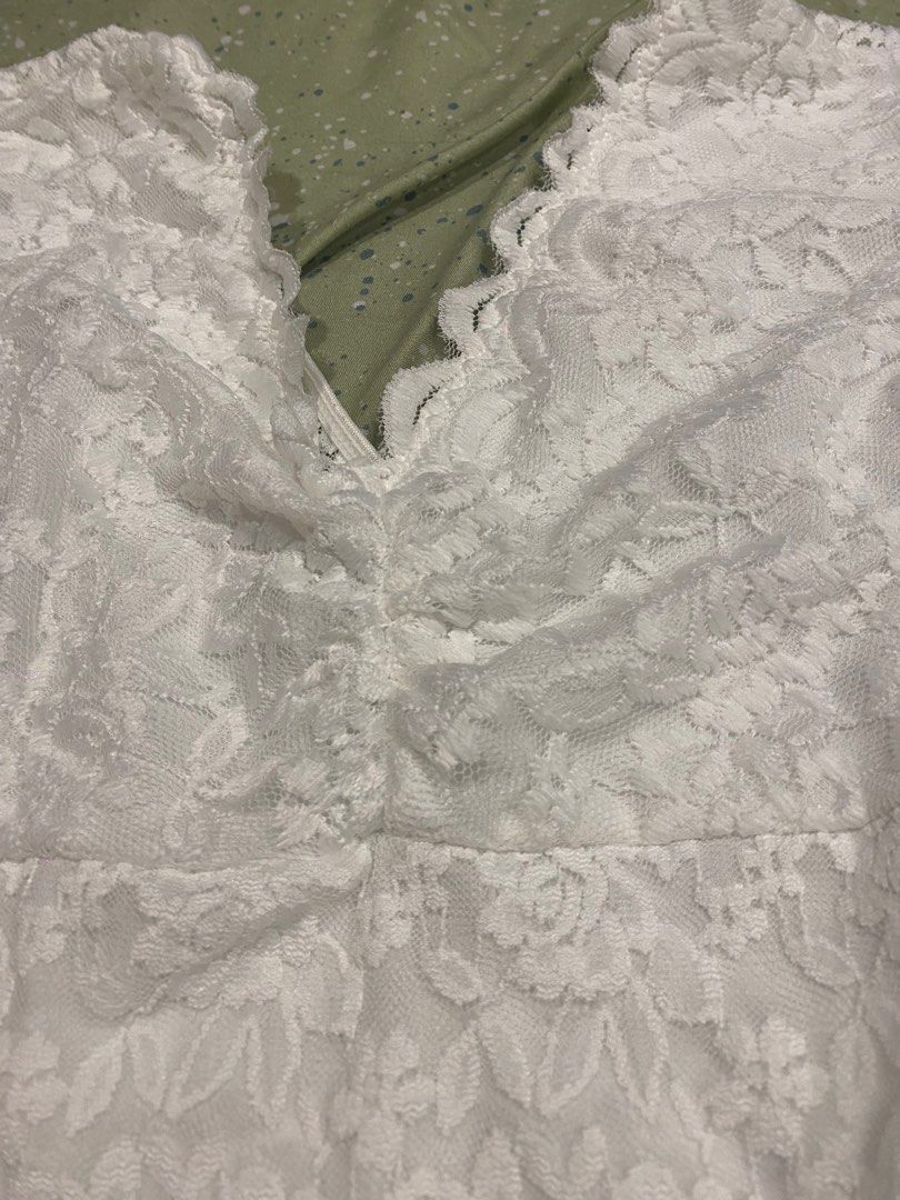 LACE TRIM BODYSUIT WHITE main image 1