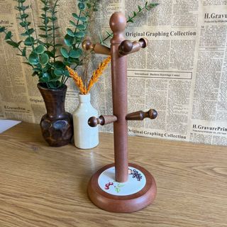 Wooden Mug Holder with Tiles Fruit Base