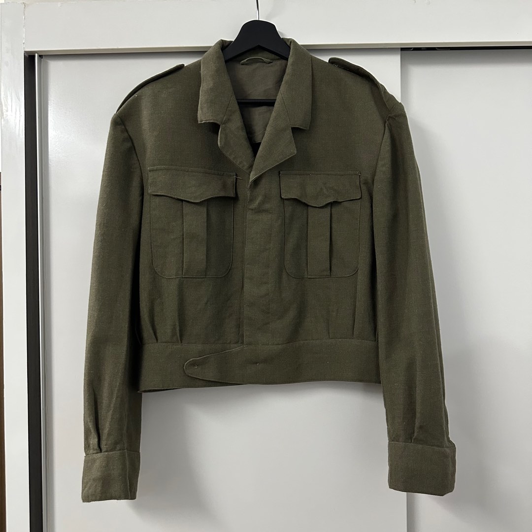 Vintage French military jacket, men's size L unclear Khaki type Vintage Second Hand