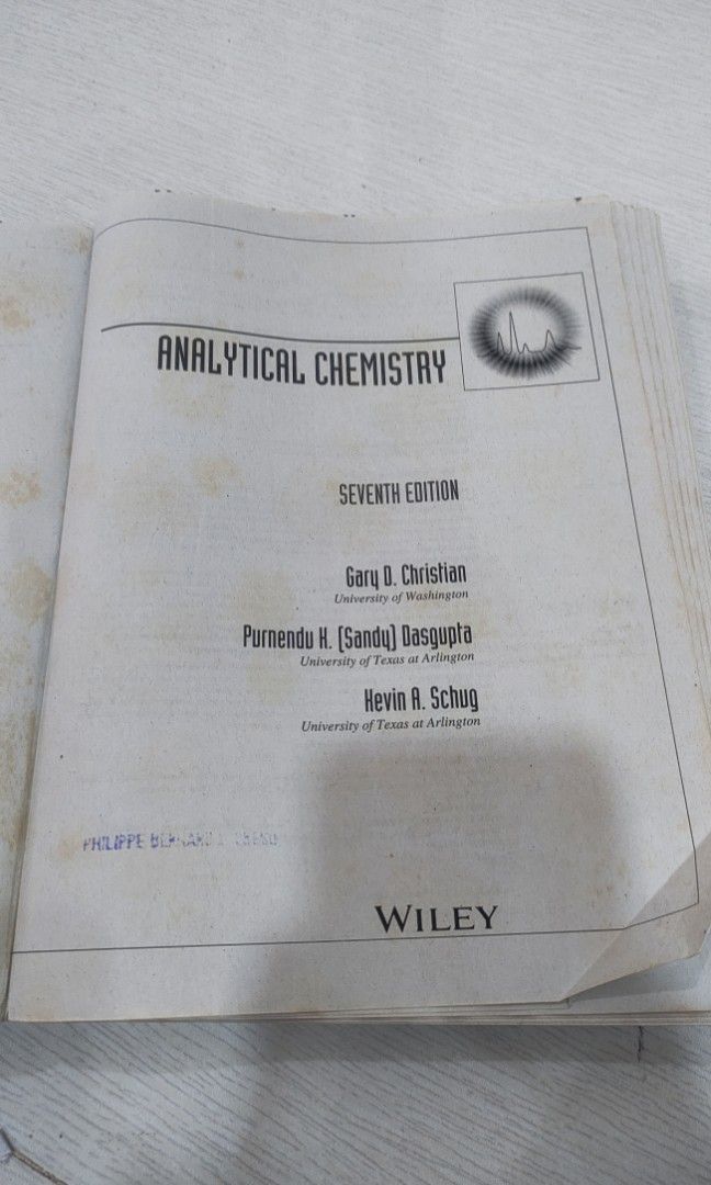 Analytical Chemistry | Wiley Custom Edition 7E (Category: Textbooks) located in Talisay. Submitted by philprelovedbooks (Listing ID 1357067409, Image 2). Description: .