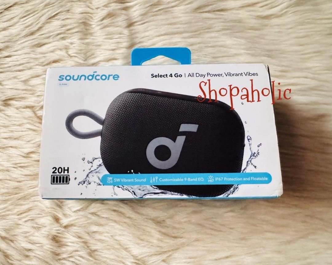 Anker Soundcore Select 4 Go Bluetooth Speaker (Category: Soundbars, Speakers & Amplifiers) located in Caloocan City. Submitted by shopaholic.nej (Listing ID 1357027073, Image 1). Description: NEW. AUTHENTIC. Bluetooth speaker. Color: Black 📍North Caloocan 💰Gcash / SPayLater thru QR code (+5%) / Atome thru QR code (+5%) 🚚Grab / Lalamove / J&T (no shapi checkout).