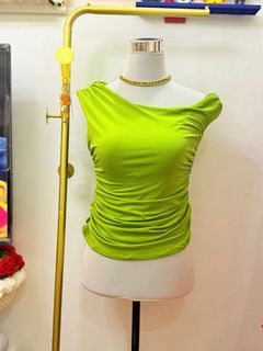 Oasis Asymmetrical Ruched Off-Shoulder Top - Peridot Green | Trendy Blouse for Women | Korean Fashion PH