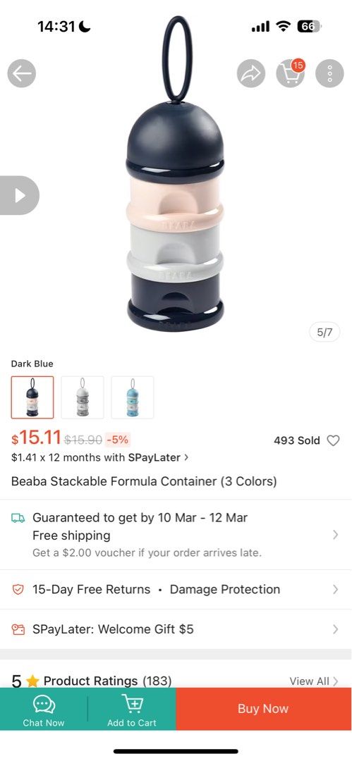 Beaba Stackable Formula Container (Category: Other Babies Going Out Needs) located in Singapore. Submitted by sinee (Listing ID 1357049143, Image 1). Description: .