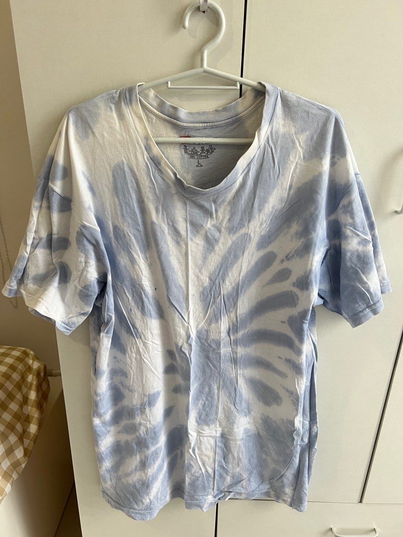 Blue Tie dye shirt (Category: Shirts) located in Bulacan. Submitted by lezzdeclutter (Listing ID 1357088108, Image 1). Description: Size Large Very cutesy ✨ Personal fave NO Flaws 💯 Rfs: decluttering since i’m now pregnant 📍Malolos, Bulacan .