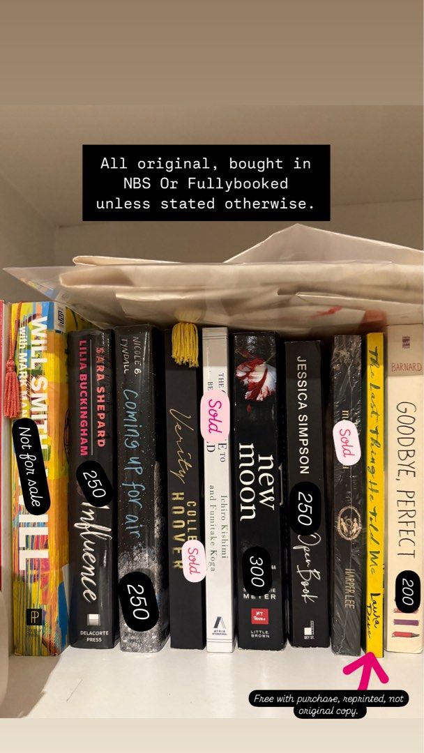 Brand new books original copy! (Category: Storybooks) located in Manila. Submitted by mschichin (Listing ID 1357103602, Image 1). Description: • All books are 100% original copy. • Sourced from Fullybooked, National Bookstore, or Books Kinokuniya store in Singapore, unless stated otherwise. • MOST are still Brand NEW and SEALED. • RFS: hoarded too many books but don't have time to read anymore. Also need to declutter already. Available: (Brand Ne