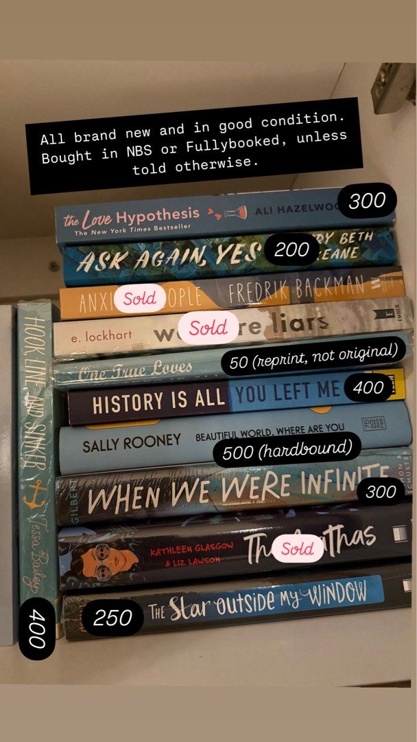 Brand new books original copy! (Category: Storybooks) located in Manila. Submitted by mschichin (Listing ID 1357103602, Image 3). Description: • All books are 100% original copy. • Sourced from Fullybooked, National Bookstore, or Books Kinokuniya store in Singapore, unless stated otherwise. • MOST are still Brand NEW and SEALED. • RFS: hoarded too many books but don't have time to read anymore. Also need to declutter already. Available: (Brand Ne