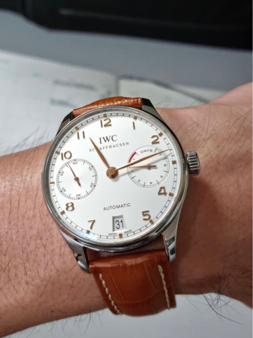 IWC 7 day Portugieser (Category: Luxury Watches) located in Pasig City. Submitted by Watchaholics (Listing ID 1357042256, Image 1). Description: IWC 7 day Portugieser Year 2013 or 2014 9/10 condition Complete set Selling for 395k Kindly DM or contact @ 09615077138 Thanks admin😉.
