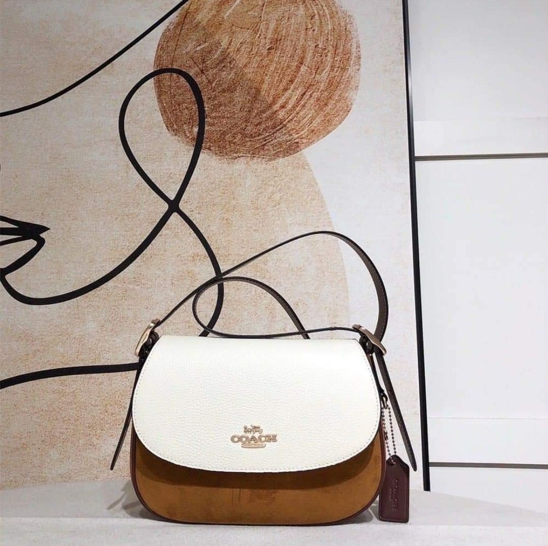 Coach CB895 Macie Saddle Bag in Colorblock Ivory Refined Pebble Leather ...