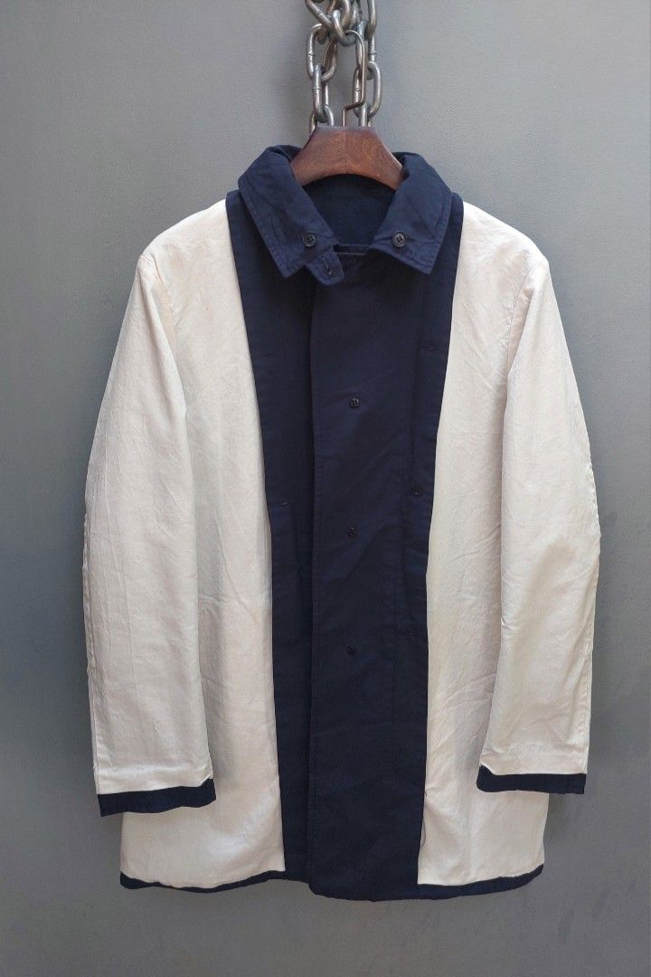 Danton Thinsulate Jacket with Detachable Lining (Category: Coats, Jackets and Outerwear) located in Manila. Submitted by plovedmonster (Listing ID 1356986100, Image 3). Description: Tag size: 38 PLEASE CHECK MEASUREMENTS BEFORE PURCHASING. TAG SIZE MAY NOT REFLECT TRUE FIT." DANTON Reversible Work Coat – Navy & Ivory | Thinsulate Padded A versatile outerwear piece that blends functionality with timeless French workwear aesthetics, this DANTON rev