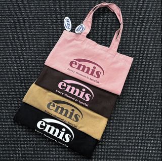 韓國emis帆布包燈芯絨布袋包大容量簡約時尚休閒字母印花單肩包托特包64239408145410110