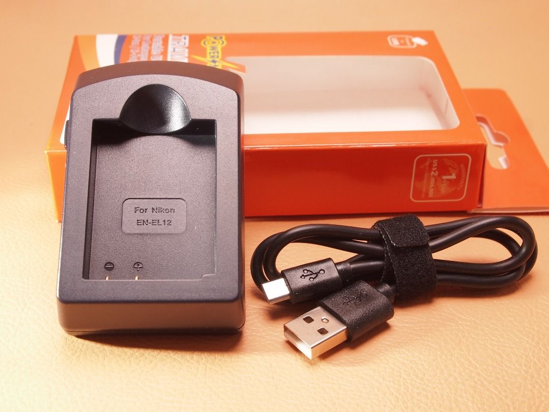 Caricabatterie USB Per Nikon EN-EL12 - Compatibile S9050, S800c, S6300, S9200, S9300