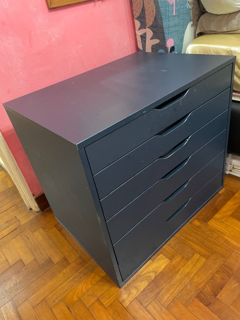 IKEA ALEX Drawer Unit in Navy Blue, Furniture & Home Living, Furniture ...