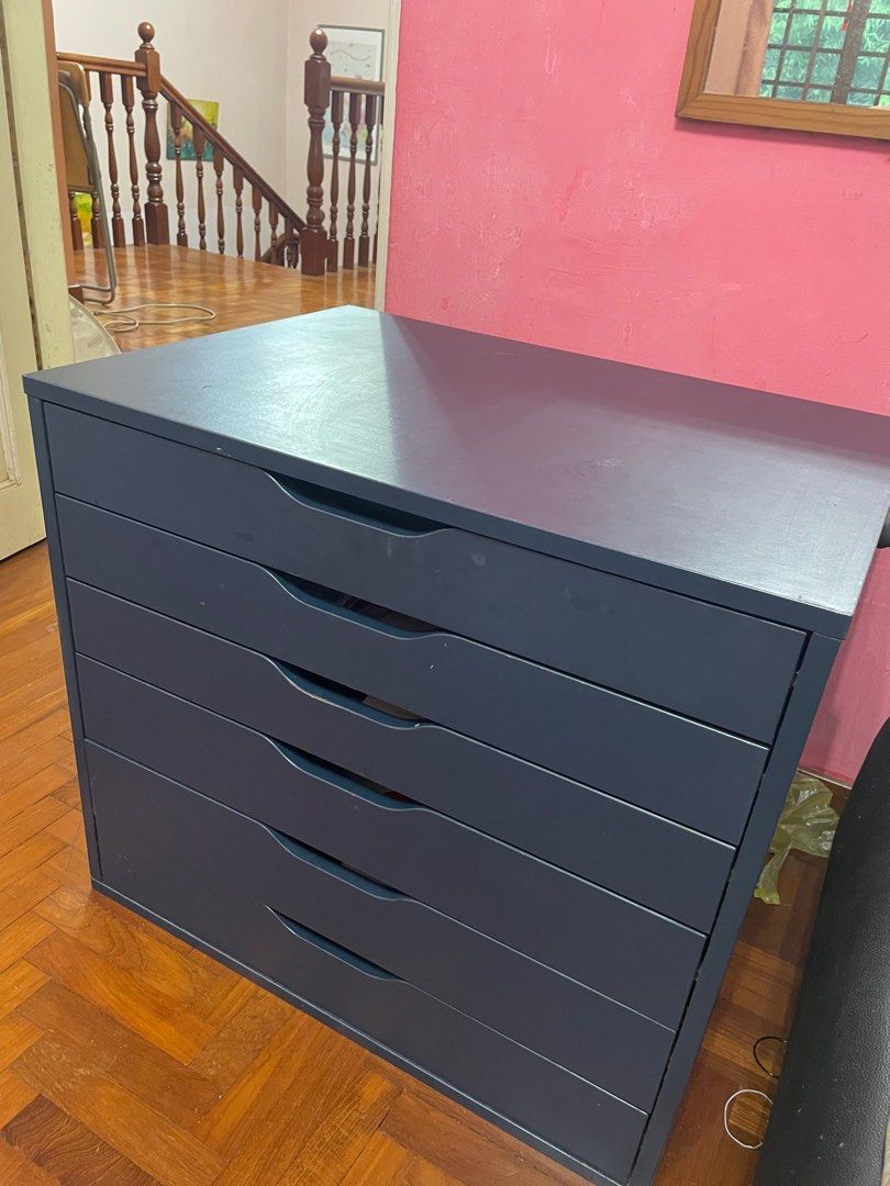 IKEA ALEX Drawer Unit in Navy Blue, Furniture & Home Living, Furniture ...