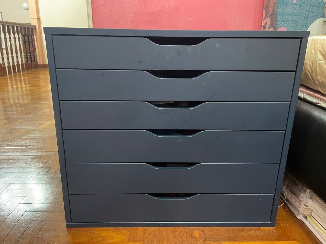 IKEA ALEX Drawer Unit in Navy Blue, Furniture & Home Living, Furniture ...