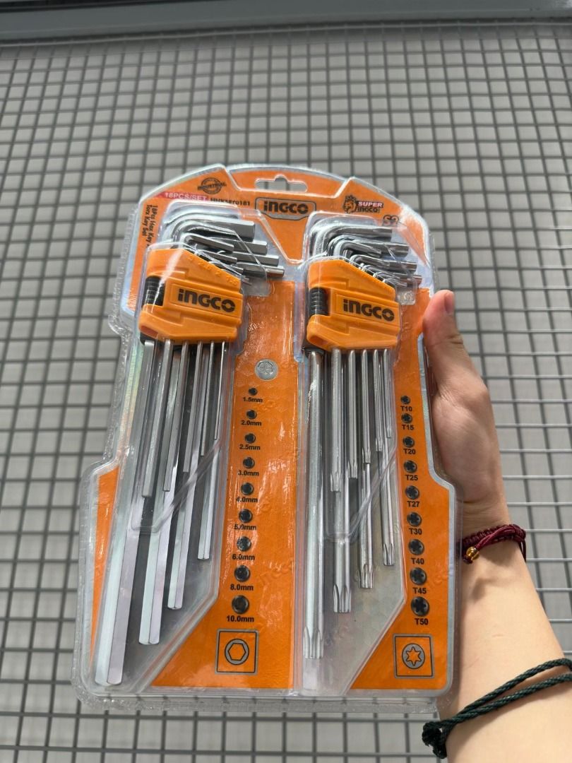 Ingco 2 in 1 Allen Key Set + Torx Allen Key Set, Furniture & Home ...