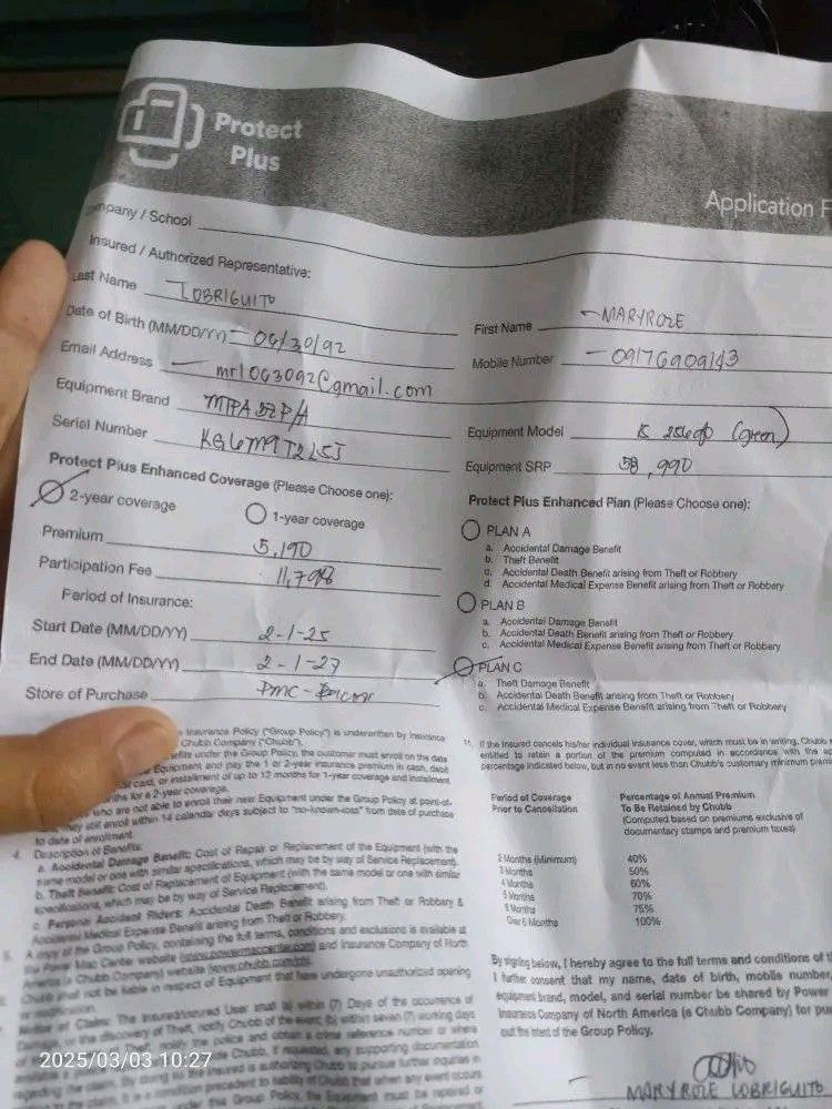 Iphone 15 (Category: iPhone 15 Series) located in Bacoor. Submitted by saludagame17959 (Listing ID 1357031572, Image 2). Description: iphone 15 binili noong feb 1 ginamit noong 16 tapos bihira nalang gamitin 63990 may bawas pa sa sure buyer may 5k protection siya pag nawala pwede mong ipakita sa power mac papalitan nila ng same unit.