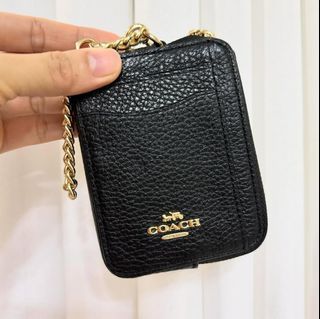 🎀SALE! COACH. ZIP CARD CHAIN  WALLET BLACK 🖤