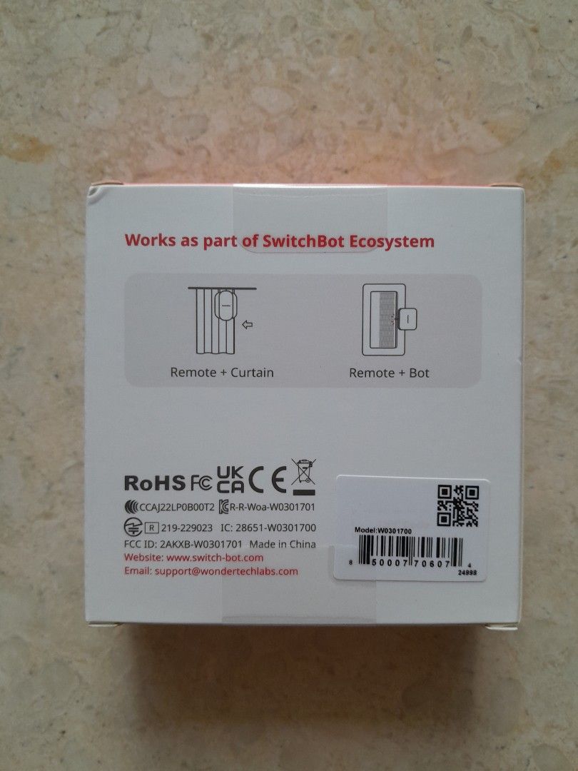 SwitchBot Remote (Category: Other Gadgets) located in Singapore. Submitted by kingfisherthh (Listing ID 1357085665, Image 2). Description: Brand new sealed in box condition Price firm, no nego Deal at Bartley MRT or my place only PM if interested thanks!.