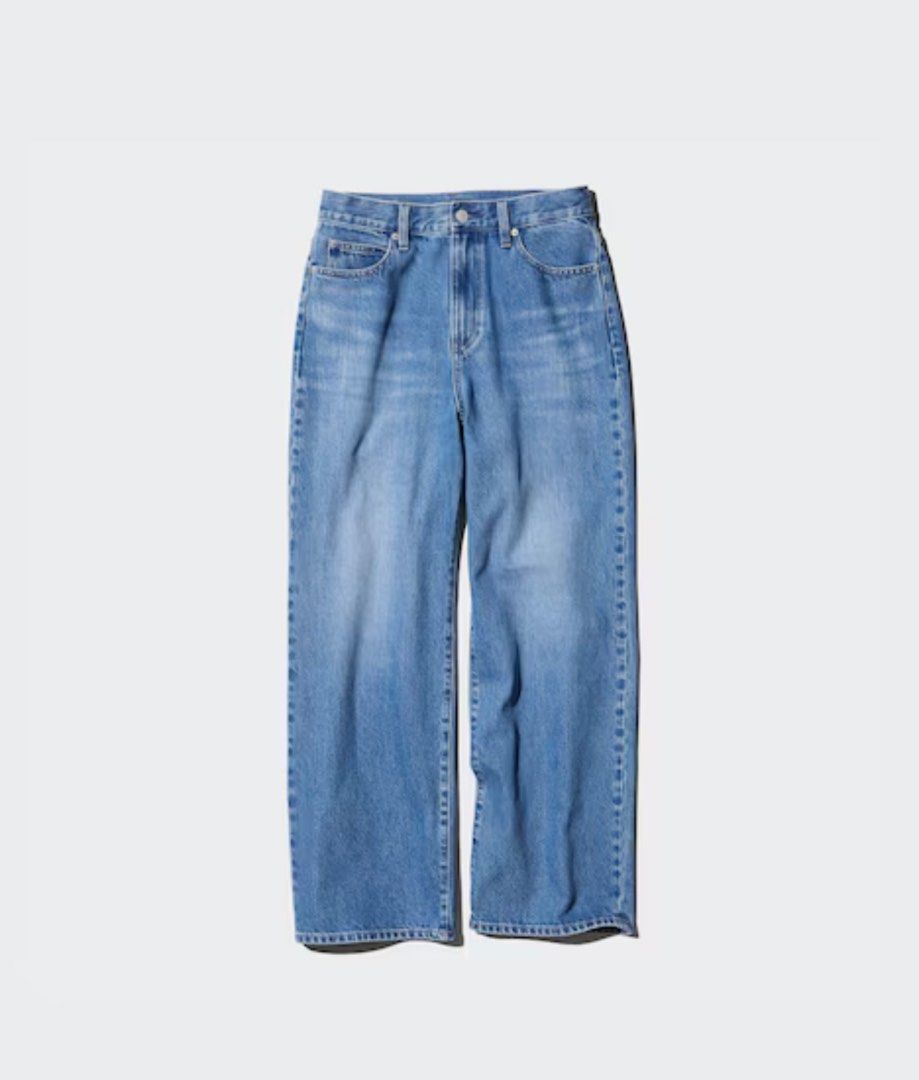 Uniqlo Wide Straight Leg (Category: Jeans) located in Pasig City. Submitted by decluttering00 (Listing ID 1357030803, Image 1). Description: Size 27 Altered to fit 5’1-5’2 height TAKE TWO PANTS FOR 1999!.