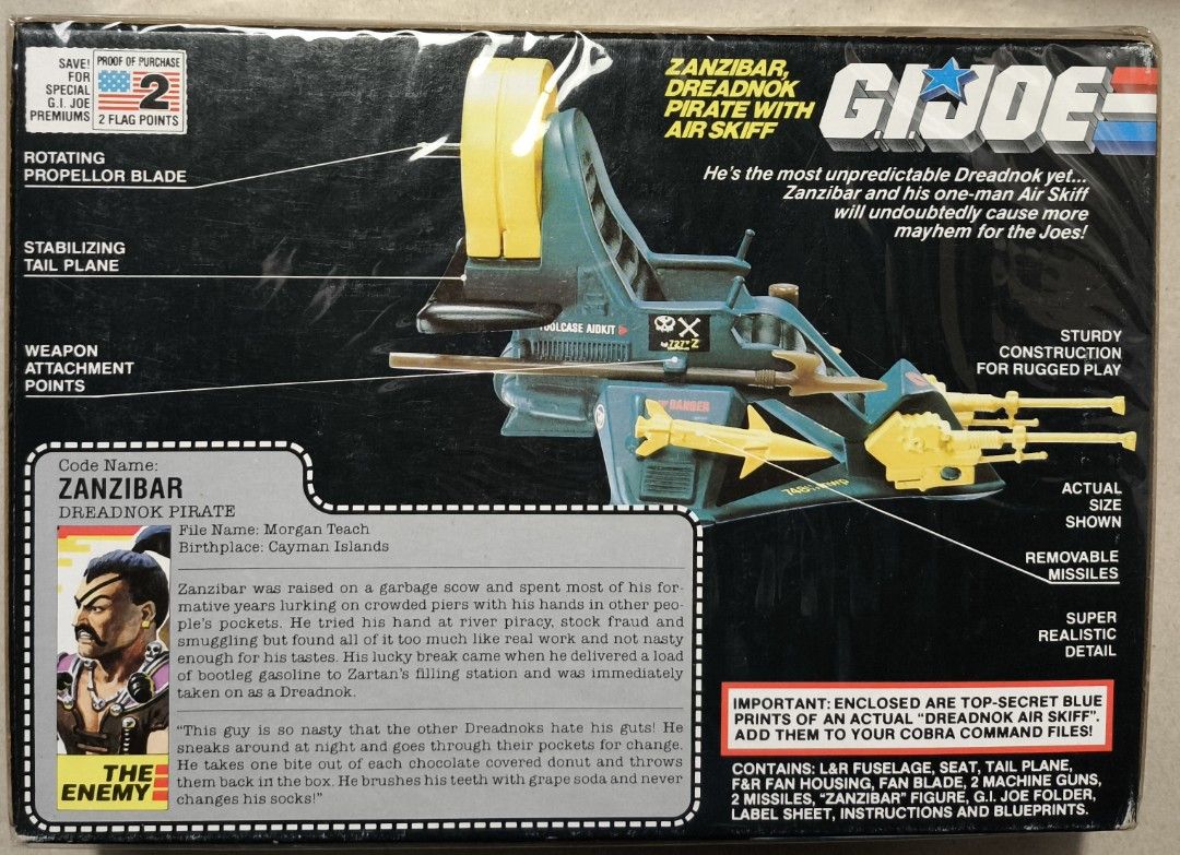 GI Joe Air Skiff Avec Pilote Zanzibar – Véhicule Hasbro 1987, Occasion Collection