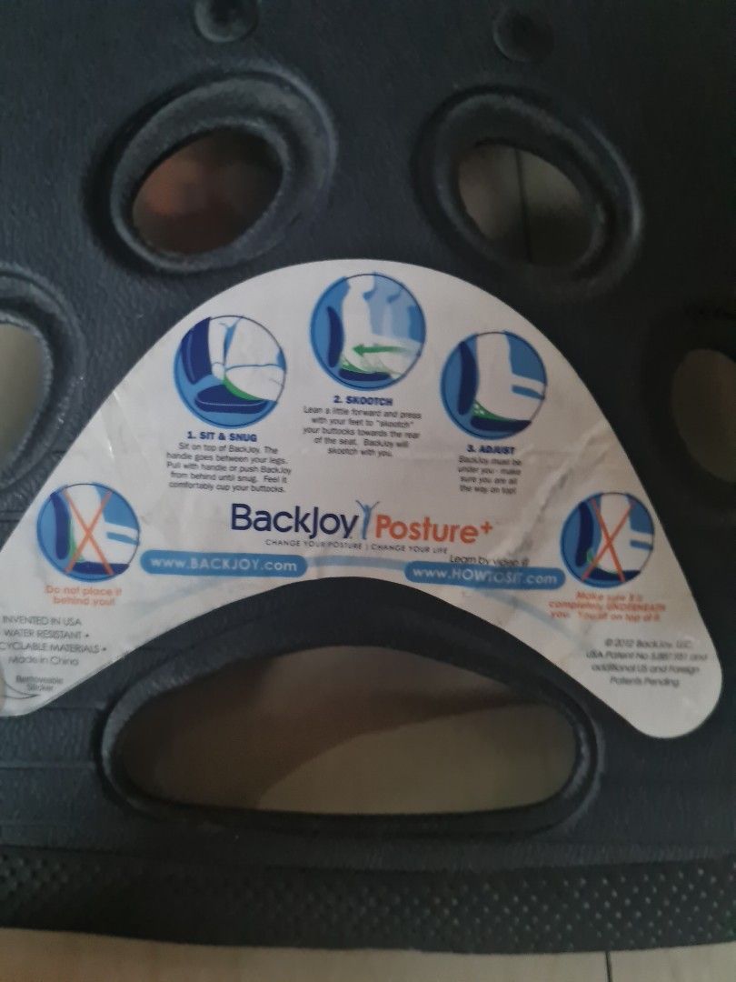 Backjoy posture seat chair (Category: Braces, Support & Protection) located in Taguig. Submitted by gowilliam.767 (Listing ID 1357231934, Image 1). Description: original price 4000 mop gcash prior to pickup location pin to be given upon payment confirmation.