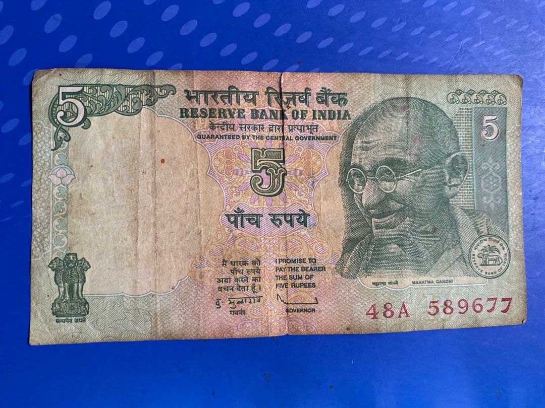 Bank of India 5 Rupees note, Hobbies & Toys, Memorabilia & Collectibles ...
