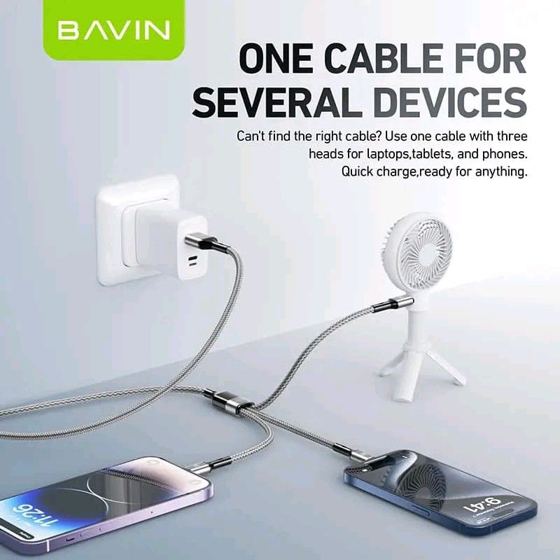 Bavin CB365 3in1 Data Charging Cable Color: Black/ Silver (Category: Cables & Chargers) located in Manila. Submitted by ramosmarvi53163 (Listing ID 1357377839, Image 2). Description: Bavin CB365 3in1 Data Charging Cable Color: Black/ Silver.