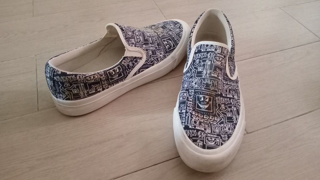 Canvas Slip-On Keith Haring | US 10 (Category: Slippers & Slides) located in Manila. Submitted by kyloooe (Listing ID 1357198805, Image 1). Description: Haven't used them that much but it developed a stain (i'm not sure how to remove).