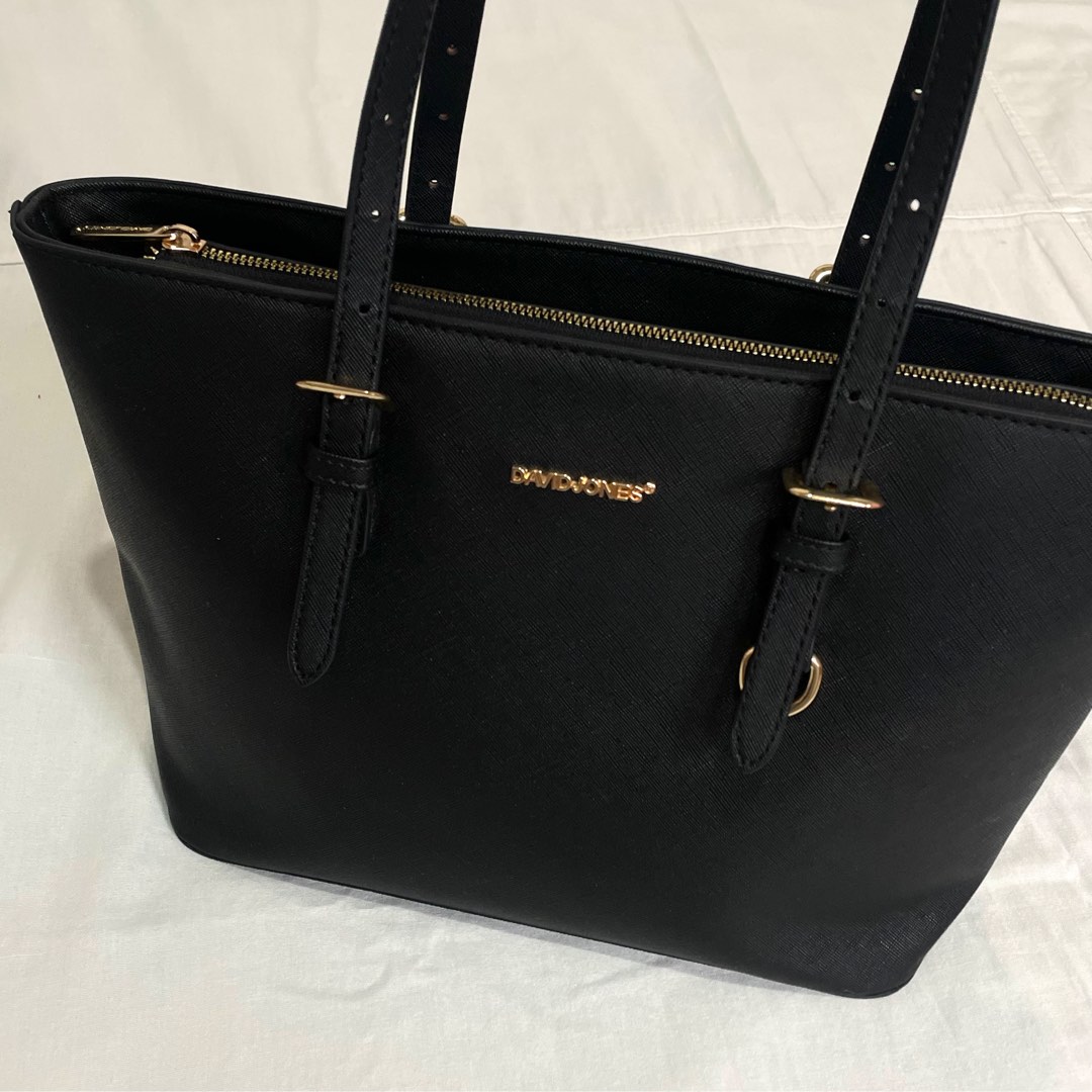 David Jones USA Leather Tote Bag with Gold Hardware in 4 Colors