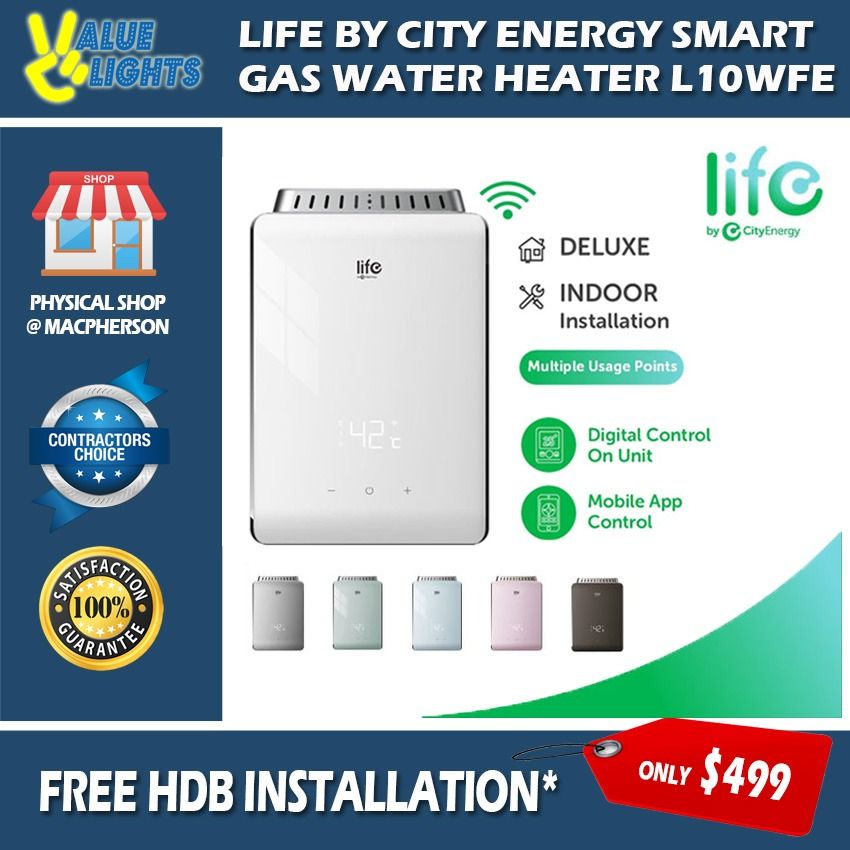 Free Installation] City Energy Life Smart Gas Water Heater L10WFE