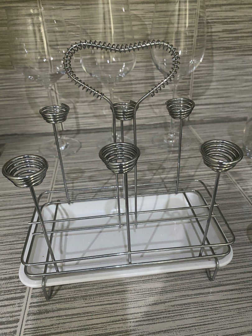 Glass Rack -White- 6pcs capacity (Category: Food Organization & Storage) located in Mandaluyong City. Submitted by diamondzee (Listing ID 1357196152, Image 1). Description: Glass Rack/Organizer Can hold 6pcs drinking glass White -Metal body.