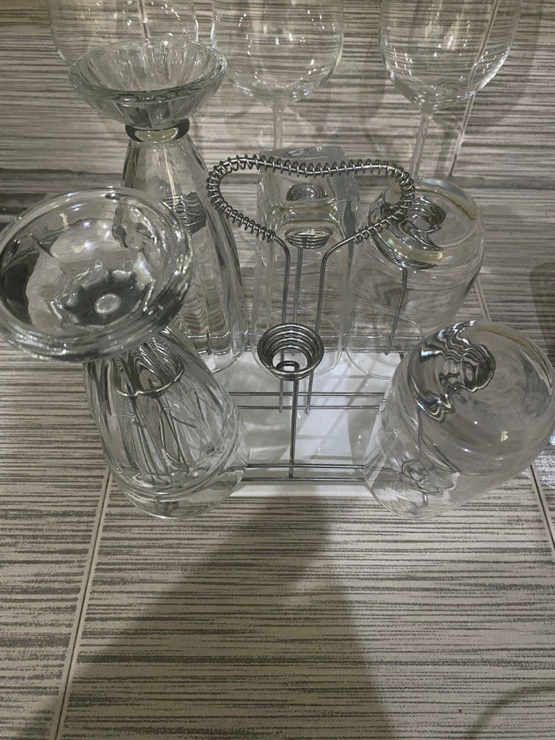 Glass Rack -White- 6pcs capacity (Category: Food Organization & Storage) located in Mandaluyong City. Submitted by diamondzee (Listing ID 1357196152, Image 2). Description: Glass Rack/Organizer Can hold 6pcs drinking glass White -Metal body.