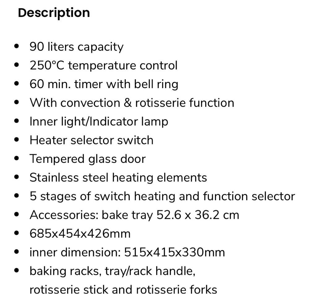 Hanabishi 90 Liter Oven (Category: Ovens & Toasters) located in Quezon City. Submitted by 02kdz (Listing ID 1357334062, Image 2). Description: BRAND NEW/unused - can send more proofs for sure buyer - MOP: GCASH.