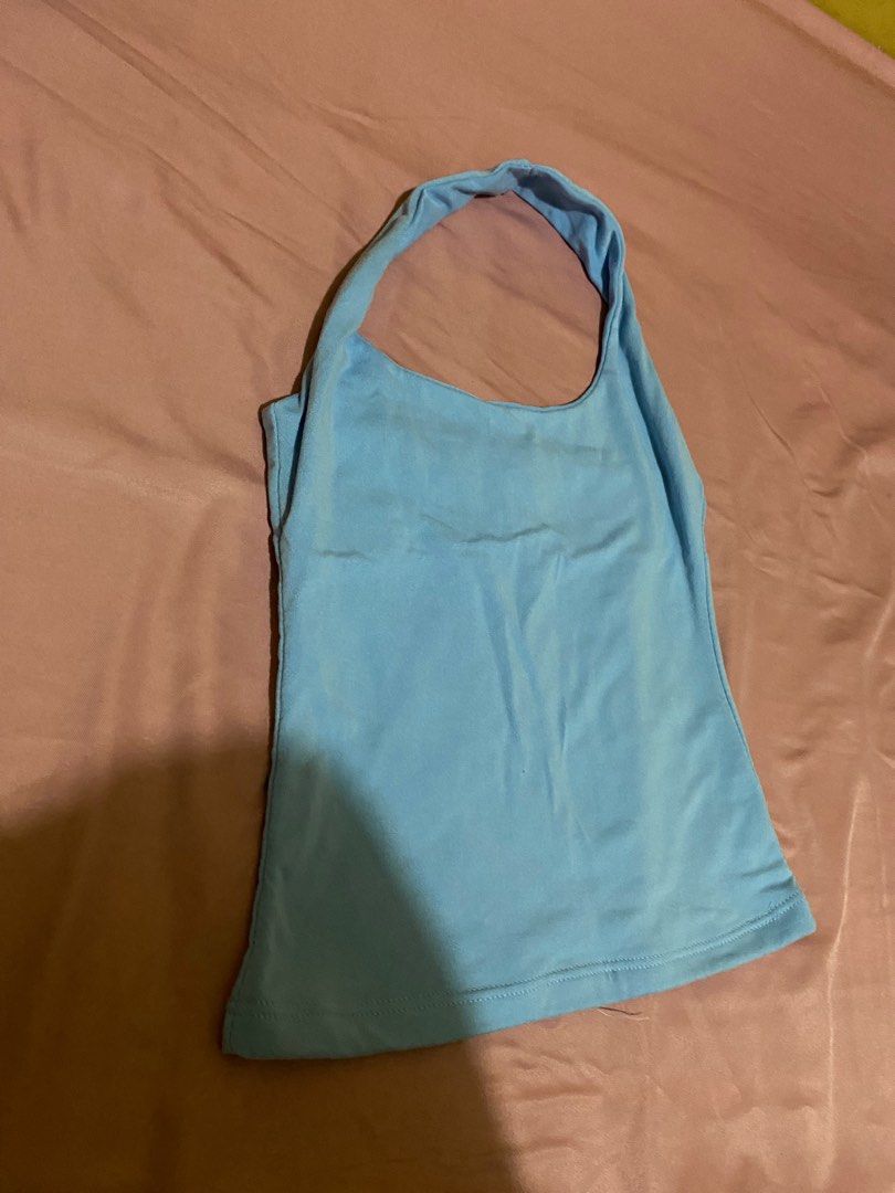 Michi Clio Halter Top in Powder Blue (Category: Sleeveless) located in Cavite. Submitted by declutter_andie09 (Listing ID 1357291785, Image 3). Description: Michi Clip Halter Top in Powder Blue Size: S-M Double Lining Brand New, never worn except to fit cute top very flattering RFS: decluttering og price: 79 selling for: 65 location : Quezon City shipping via lalamove payment via gcash sf will be shouldered by buyer.