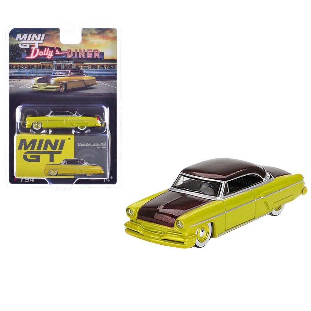 Mini GT 1/64 Scale 1954 Capri Hot Rod Lime Yellow Metallic Die-cast Car ...