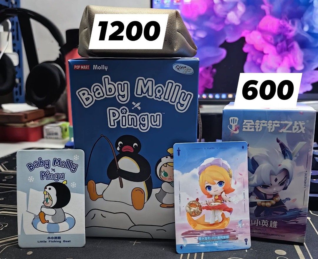 PopMart Items For Sale/Trade (Category: Designer & Blind Box Toys) located in Manila. Submitted by carendy (Listing ID 1357353135, Image 1). Description: WTT/WTS/LFB 🐧 Baby Molly x Pingu - Little Fishing Boat - Selling for 1200 pesos OR - Trade for ANY Pingu equivalent (I want the PENGUIN) 🥄 Popmart x Fight for the Golden Spatula - Chibi Perfume Maid Orianna - Selling for 600 pesos OR - Trade for Lux/Ahri/Akali All items are SEALED foil. Opened