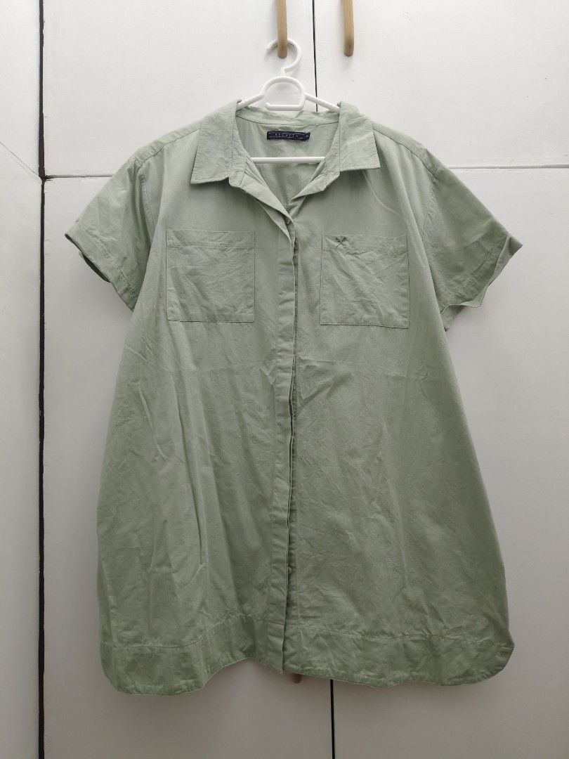 Regatta Buttondown Dress (Green) (Category: Dresses) located in Bacoor. Submitted by declutteringdaw (Listing ID 1357249448, Image 1). Description: XL on tag but fits 2XL-3XL Never used, too big on me Working buttons Orig Price: 900 Bust flatlay: 25in Length: 33in.