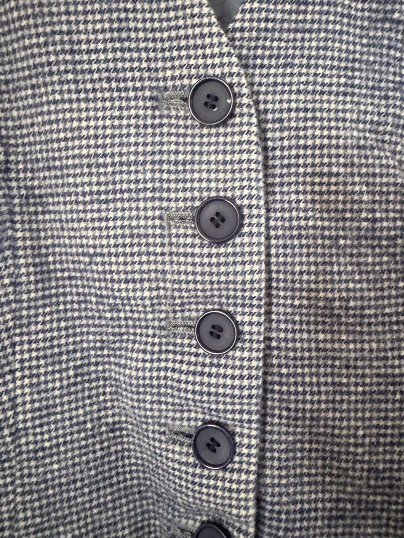 women's vest (Category: Sleeveless) located in Mandaluyong City. Submitted by lgdgl (Listing ID 1357301837, Image 3). Description: XS size, runs really small checkered blue/white with rough texture almost tweed classy when worn Bought in HK.