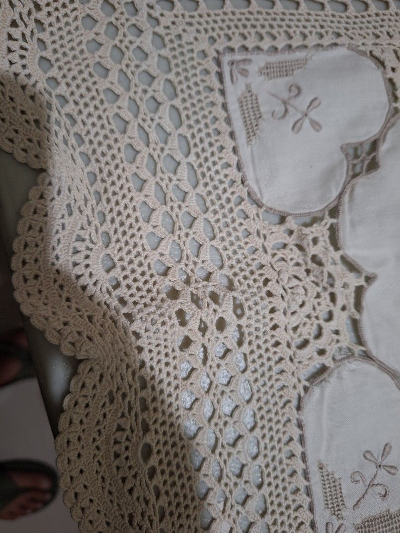 antique tablecloth with crochet lace (Category: Table Linen & Textiles) located in General Santos City (Dadiangas). Submitted by a69230fa2d2f6b3abc1e6c8c42d80f (Listing ID 1361471849, Image 3). Description: antique tablecloth with crochet lace size and condtion see the pic.