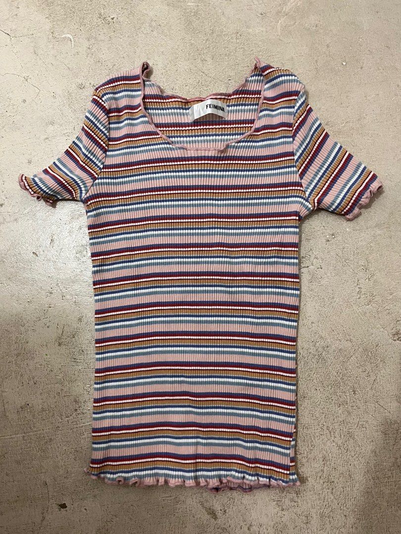 Bundle 2 Tops (Category: Others Tops) located in Bulacan. Submitted by handlewithcaution (Listing ID 1361365022, Image 3). Description: Well used pero may konting sulsi yung mint green. Stripe pink goods pa small size both Bawal sa maselan. RFS: Decluttering .