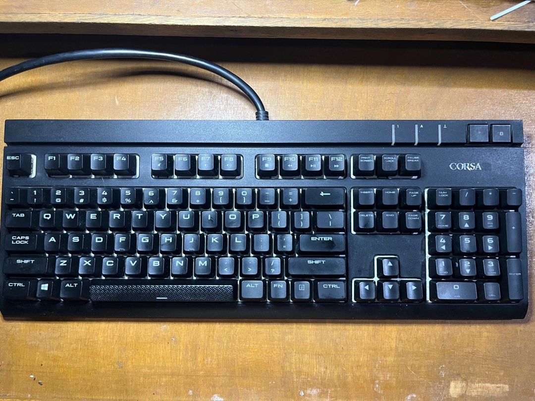 Corsair Mechanical Keyboard (Category: Computer Keyboard) located in Manila. Submitted by justpassingby16 (Listing ID 1361399378, Image 1). Description: STRAFE RGB Mechanical Gaming Keyboard > heavily used but still works well > Q sometimes double clicks but all other keys are okay .