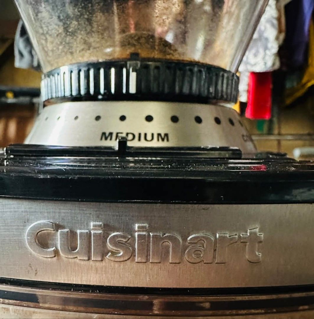 Cuisinart coffee grinder (Category: Coffee Machines & Makers) located in Bulacan. Submitted by mysticdeer.6d7f47 (Listing ID 1361410333, Image 1). Description: Cuisinart Coffee grinder issue: small crack on glass but no effect on its function.